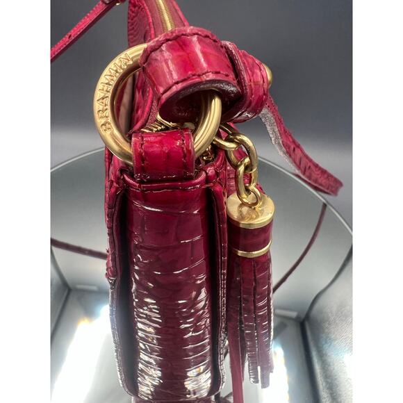 Brahmin Leather Melbourne Mimosa  Crossbody Bag croc-embossed - Picture 8 of 16